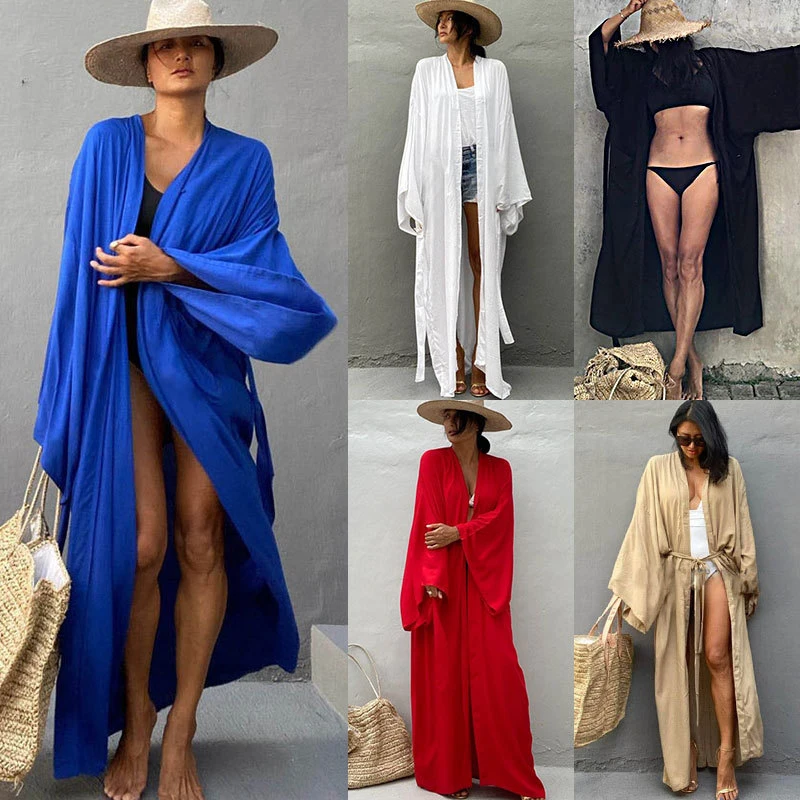 

Beach Cover Up For Women Dress Summer 2022 New Cotton Cardigan With Sling Sexy Bikini Long Sleeve Print Exit Of Bathroom Kaftan
