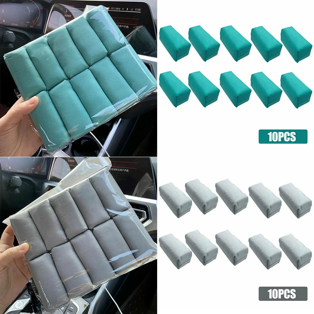 10pcs Sponge Car Detailing Suede Sponge Applicator Use With Ceramic Coating For Cars Paint Metal Plastic Trim Rubber & Glass