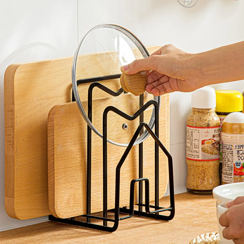

Kitchen Multifunction Shelf Pan Rack Cutting Board Holder Storage Pot Lid Organizer Stand Stand Stainless Steel Kitchen Rack