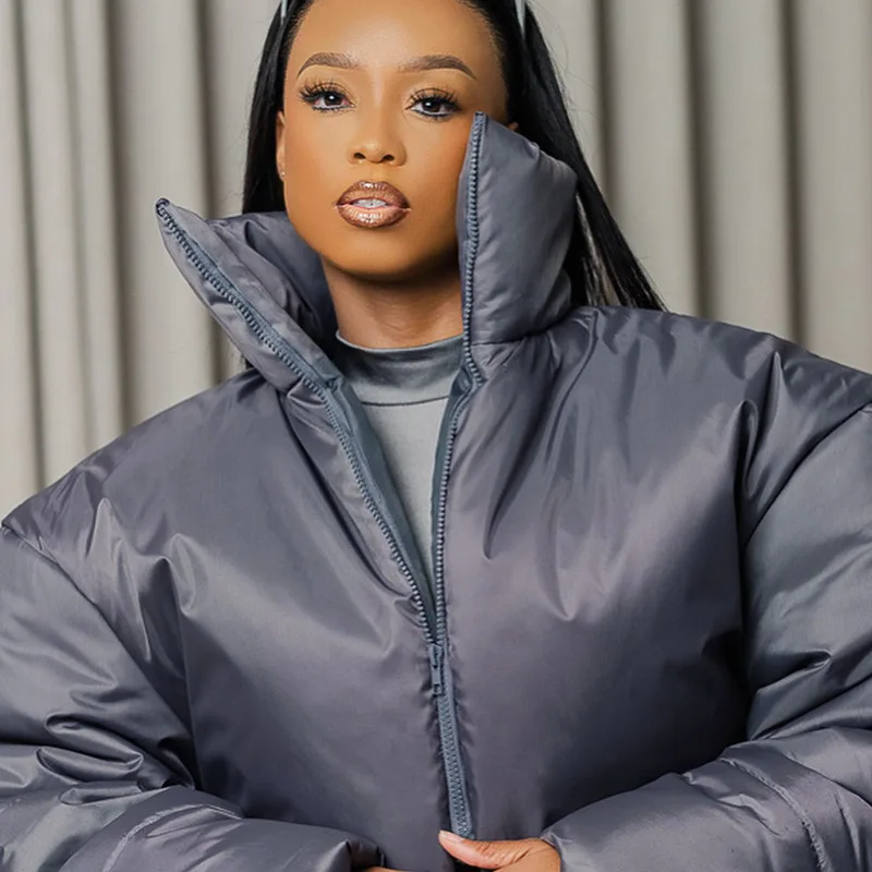 European and American Women's Clothing 2022 Winter New Fashion Cotton Clothing Ins Tide Thick Coat Warm Bread Clothing Parkas