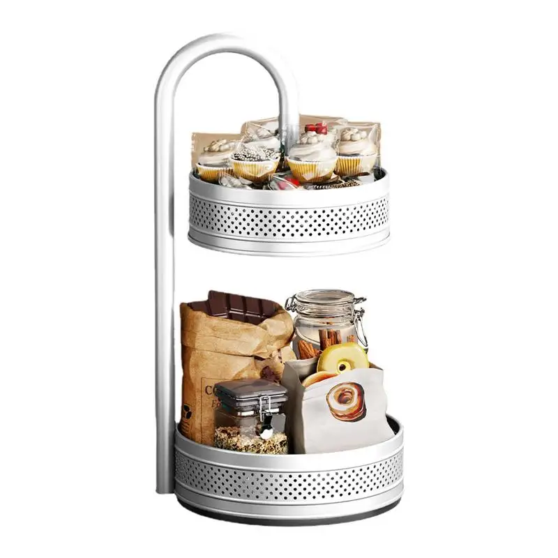 

2-ярусная вращающаяся стойка для специй, нескользящий поворотный стол, стойка для специй, вращающаяся на 360 градусов кухонная стойка для спе...