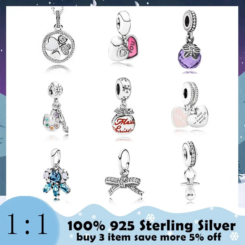 

High Quality 100%925 Sterling Silver Charm Pink Double Heart Pendant Beads Stylish Elegant DIY Bracelet Free Delivery