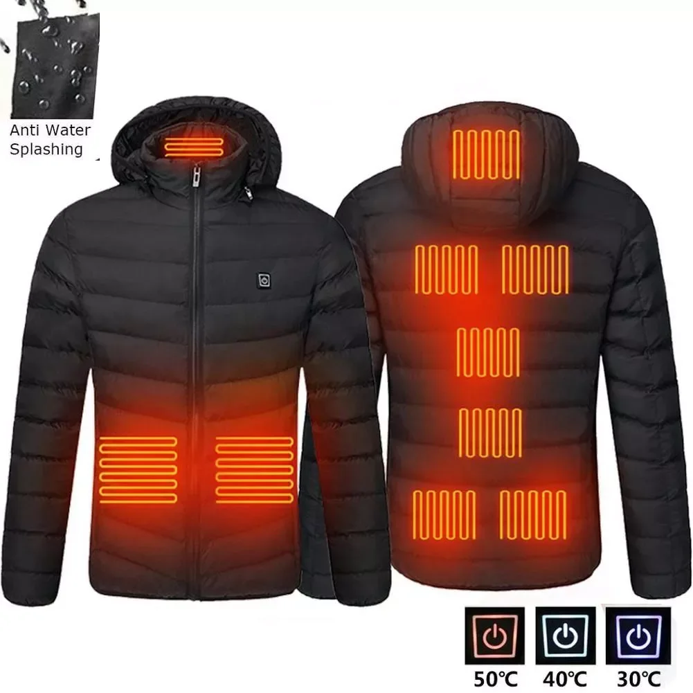 9 Areas Heated Jacket USB Winter Outdoor  Heating Jackets Warm Sprots Thermal Coat Clothing Heatable Cotton jacket