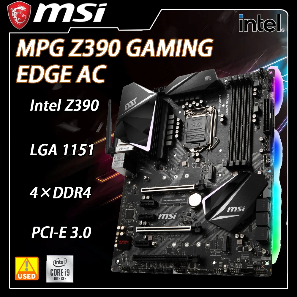 

MSI MPG Z390 GAMING EDGE AC Motherboard with Intel Z390 Chipset LGA 1151 CPU Socket Supports 9/8th Gen Core i9 i7 i5 i3 Celeron