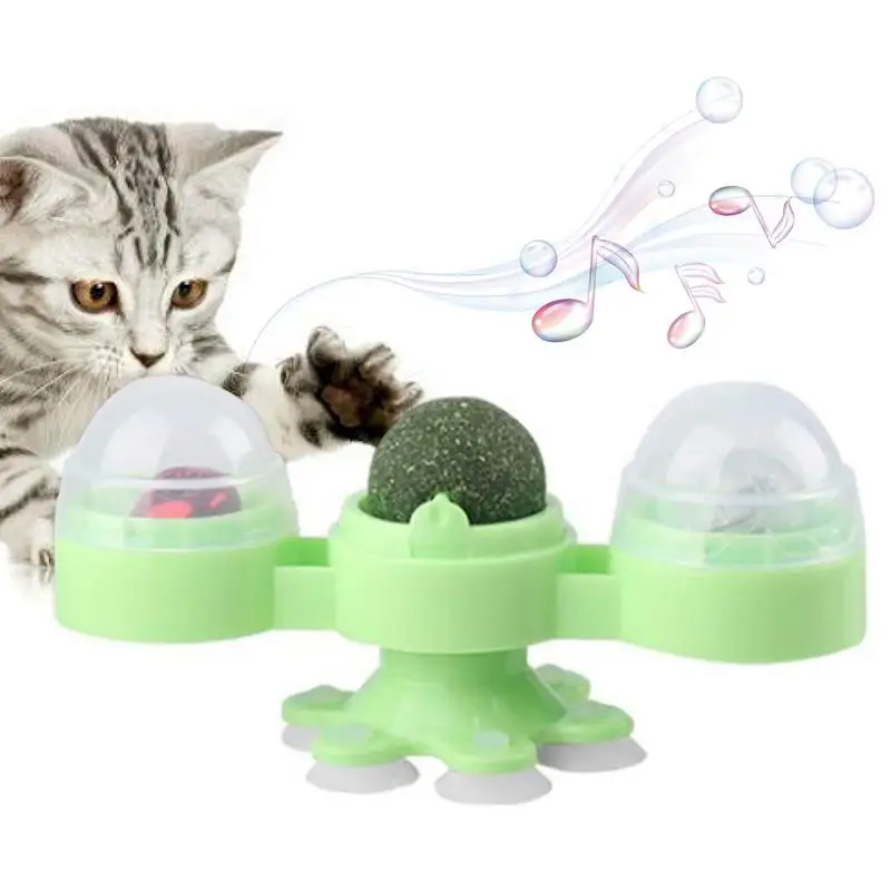 

Catnip Ball Spinner Cat Toy Ball Interactive Cat Toy Dynamic Color Ball Bell Design 360 Rotation Bottom Suction Cup Installation