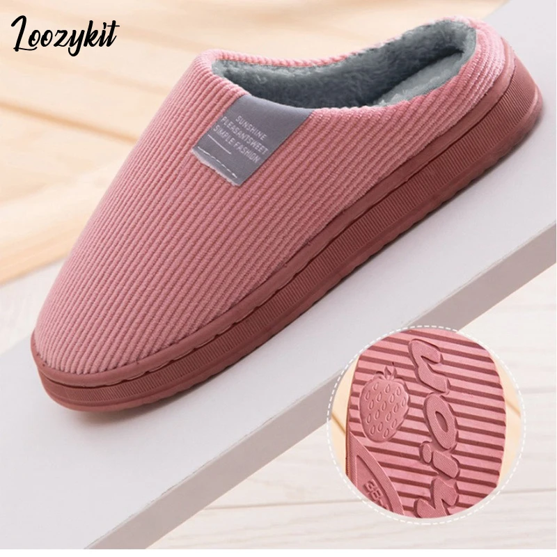 

2022 New Women Men House Slippers Winter Warm Soft Sole Non-slip Indoor Bedroom Couples Home Slippers Plush Fur Slides