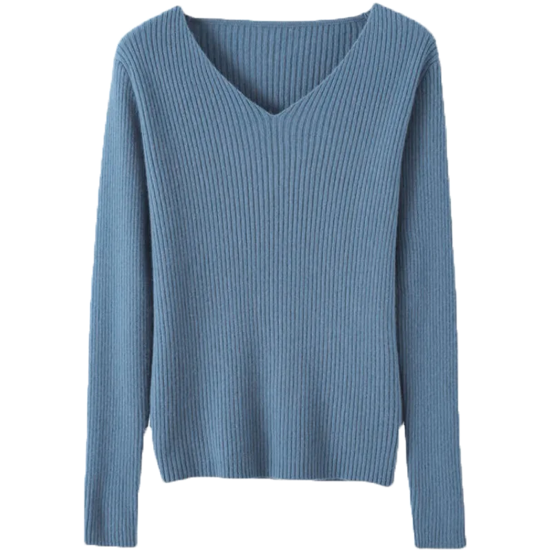 Женский трикотажный свитер с длинным рукавом на осень/зиму