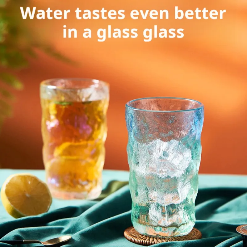 Бытовая стеклянная прозрачная кофейная чашка highvalue с узором ледника