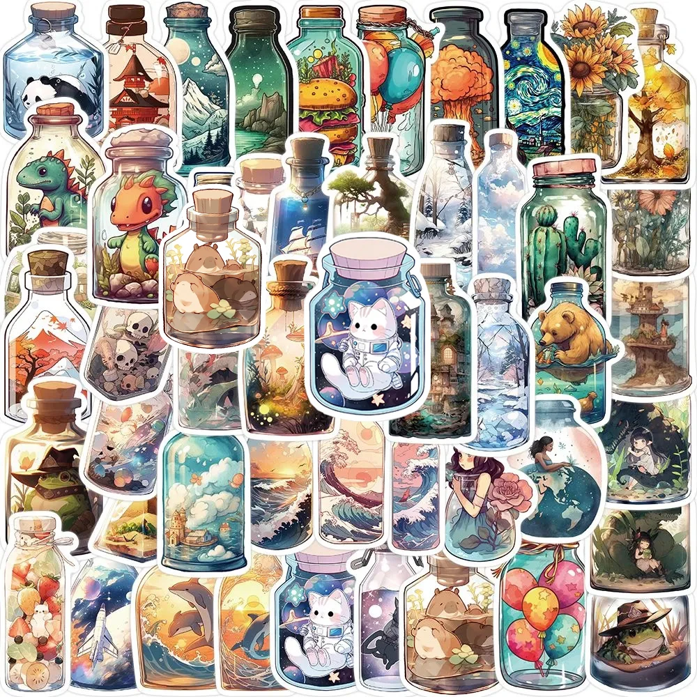 10/50pcs Kawaii Painting Watercolor Cat Stickers Pack for Kids