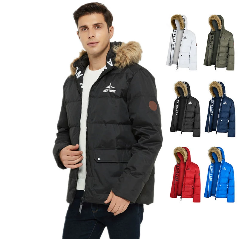 Down Jacket European and American High-end White Duck Down Men's New Coat Men's Hooded Detachable Wool Collar Winter Fashion