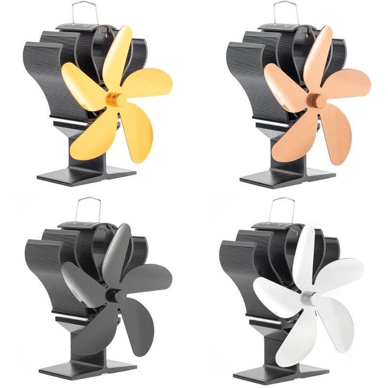 

Тихий вентилятор для печи, работающий от тепловой энергии 5-лопастной вентилятор для домашней каминной плиты, для деревянных бревен, Ультра тихий с термометром для плиты