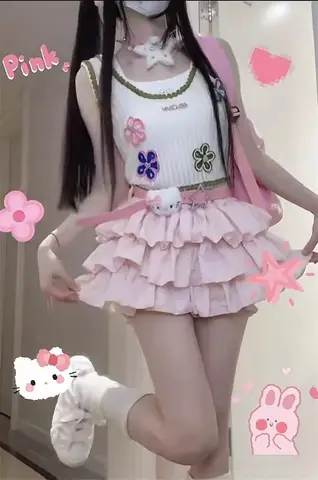 Розовая плиссированная юбка  Y2K Kawaii