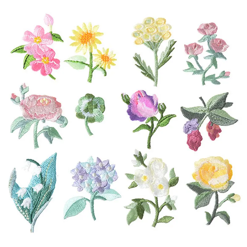 

1 PC Embroidery Rose Flower Patch Sew On Patches Applique For Clothes Coat Shoes Bags Jean DIY Floral Accessories