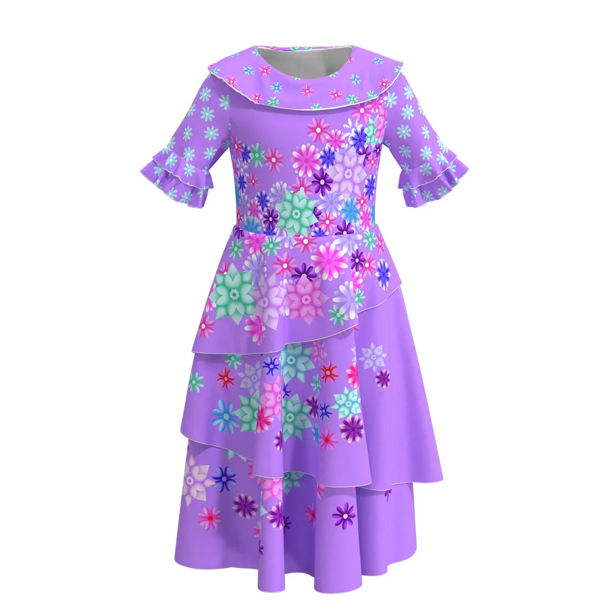 Детское платье для косплея Изабелла Мадригала фиолетовое с длинной юбкой и