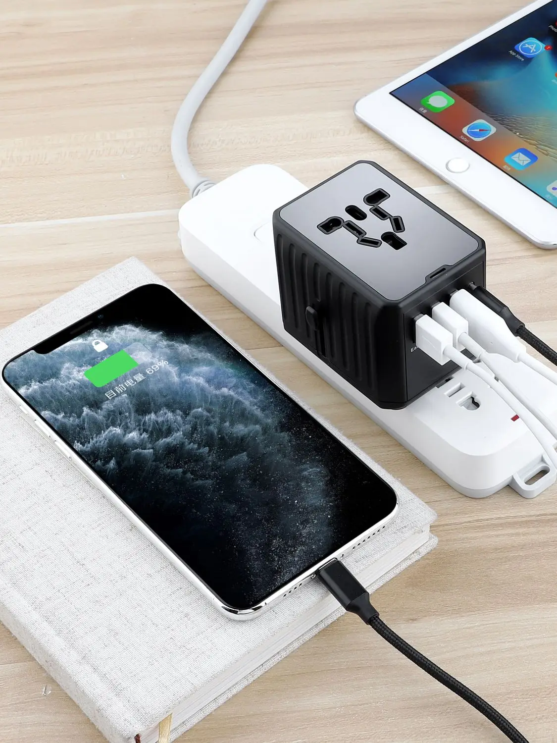 

iLEPO Smart Travel Adapter Universal Adaptor Wall USB Type C Charger AC Power for US EU UK AU iPhone iPad Android Samsung