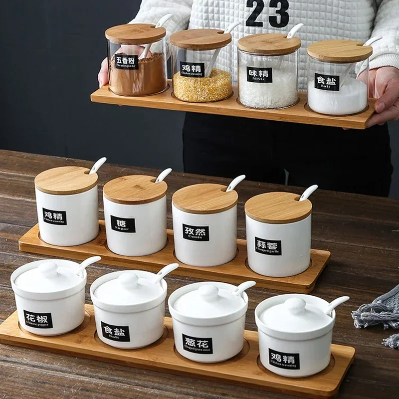 Нордическая кухонная банка для специй с крышкой керамический контейнер хранения