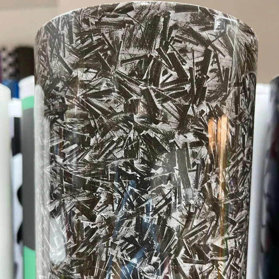 Серебристый черный кованый углеродное волокно виниловая оберточная пленка в