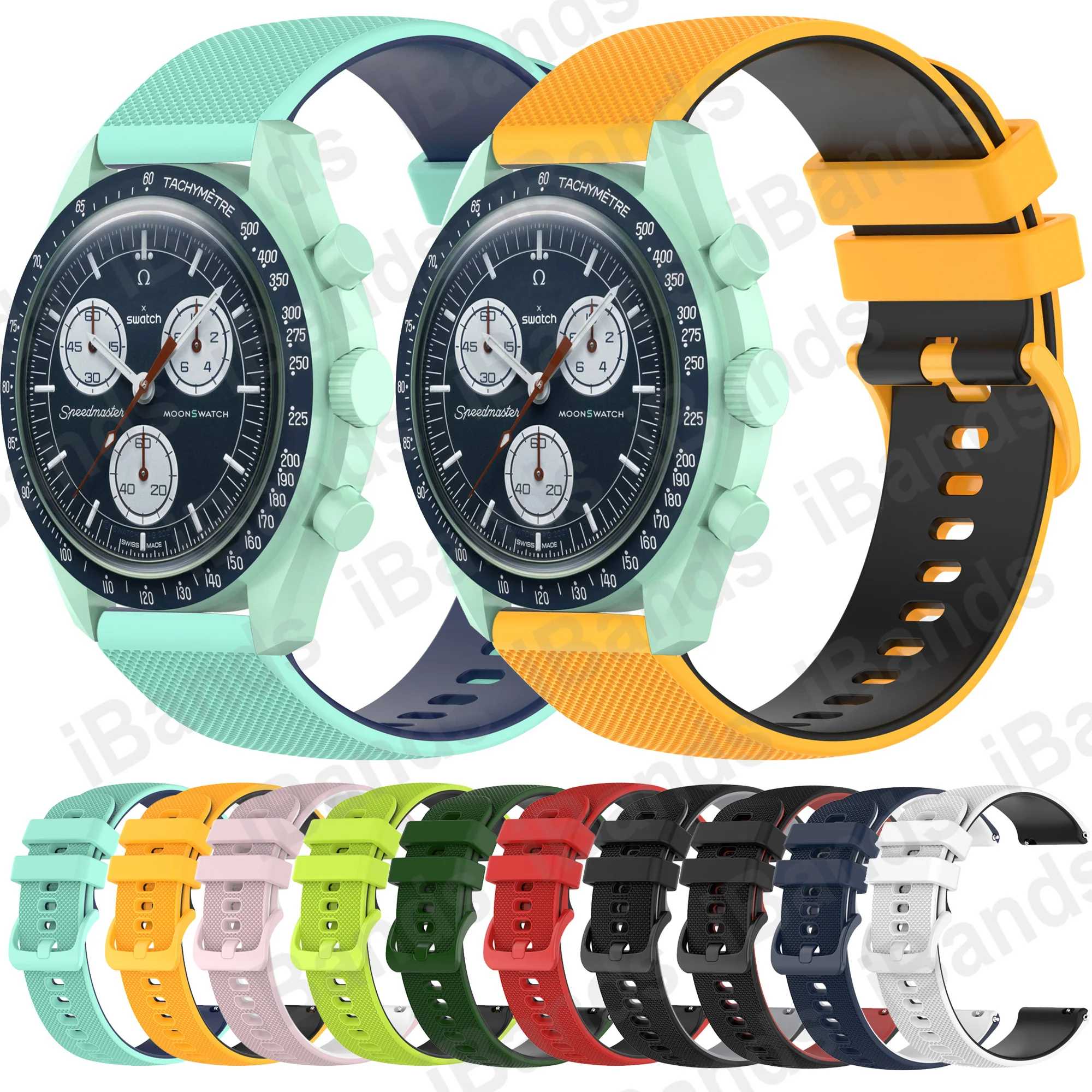 

Dual Color Rubber Band For Omega X Swatch Silicone Strap Sport Bracelet