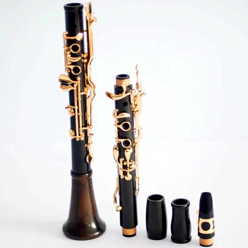 

Woodwind musical instrument ebony clarinet G-tone gold - plated key 18 keys