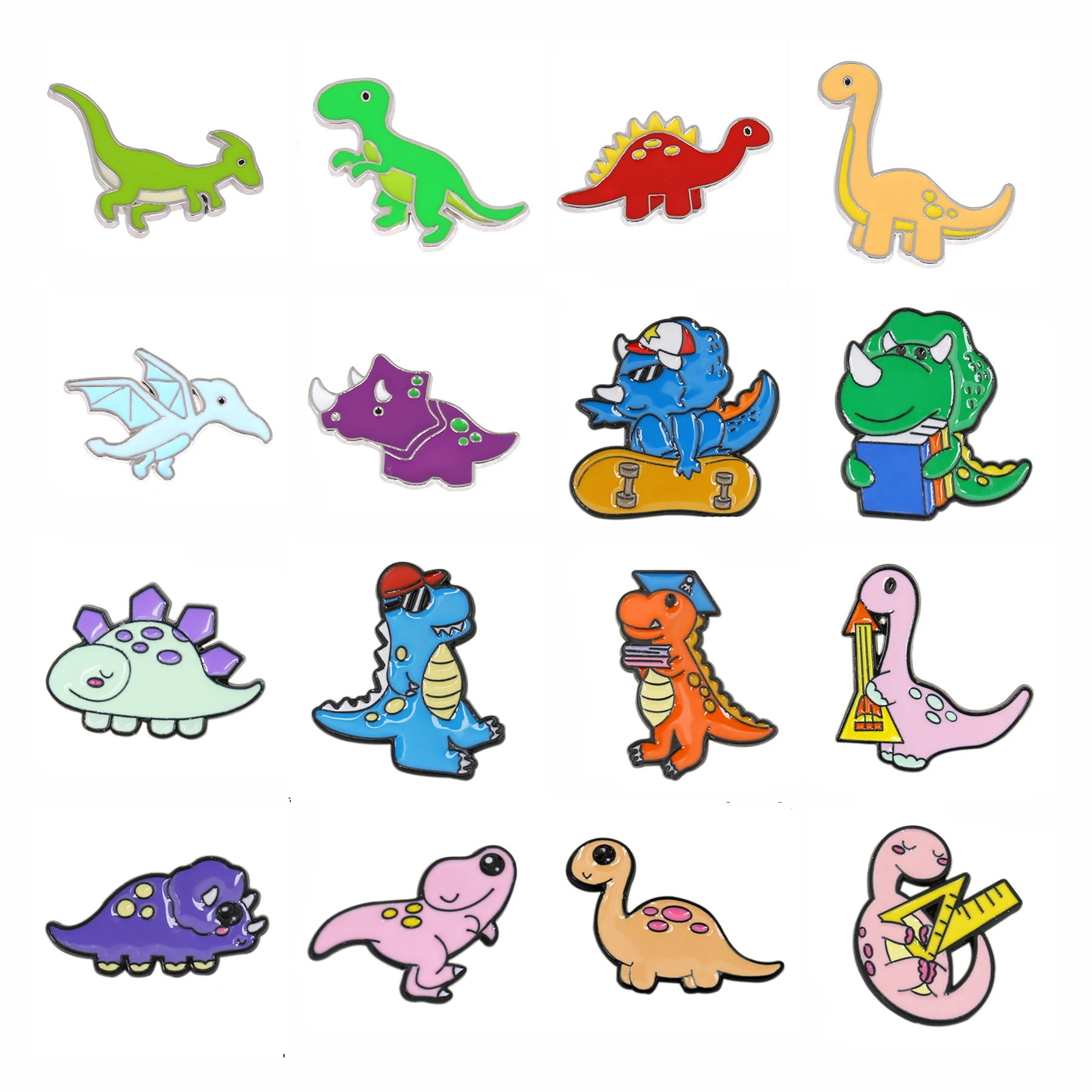 

Alloy Cartoon Dinosaur Brooch Color Dinosaur Doctor Dinosaur Pterosaur Velociraptor Triceratops Badge Badge Bag Accessories Cute