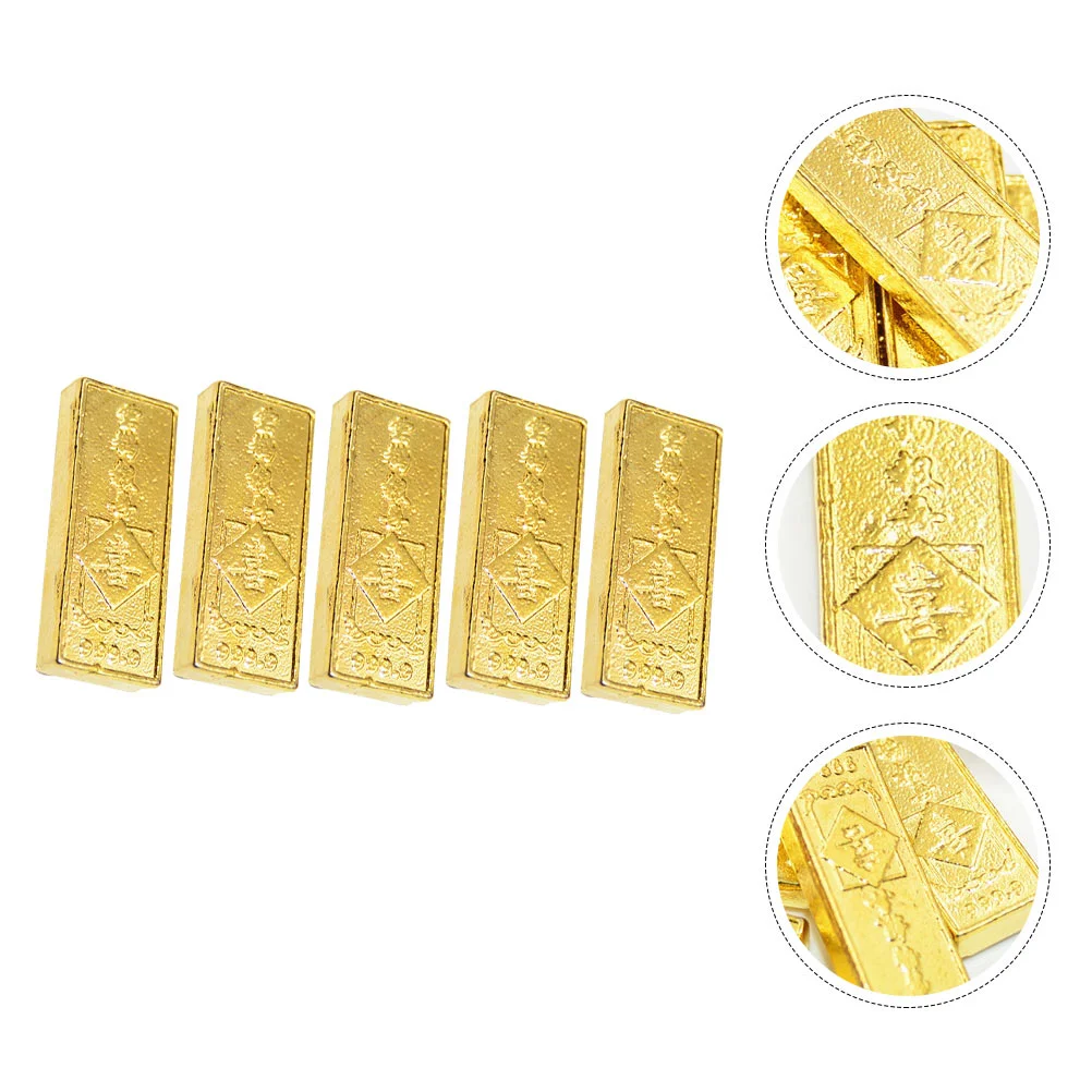 

5 Pcs Plastic Bullion Home Décor Simulation Bullion Pirate Toy Gold Brick Ornament Oranment