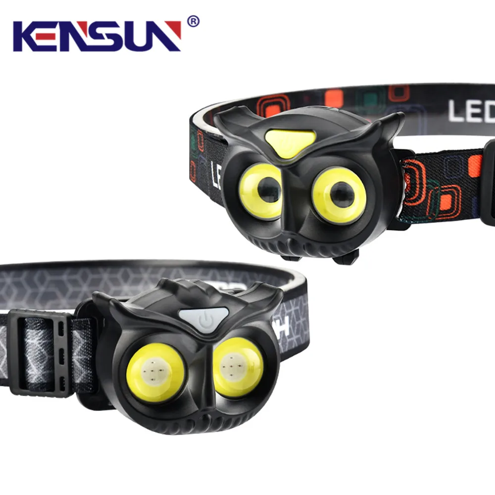 

High Power COB LED Headlights Built-in Battery Magnetic Absorption Induction Small Creative Owl Headlight