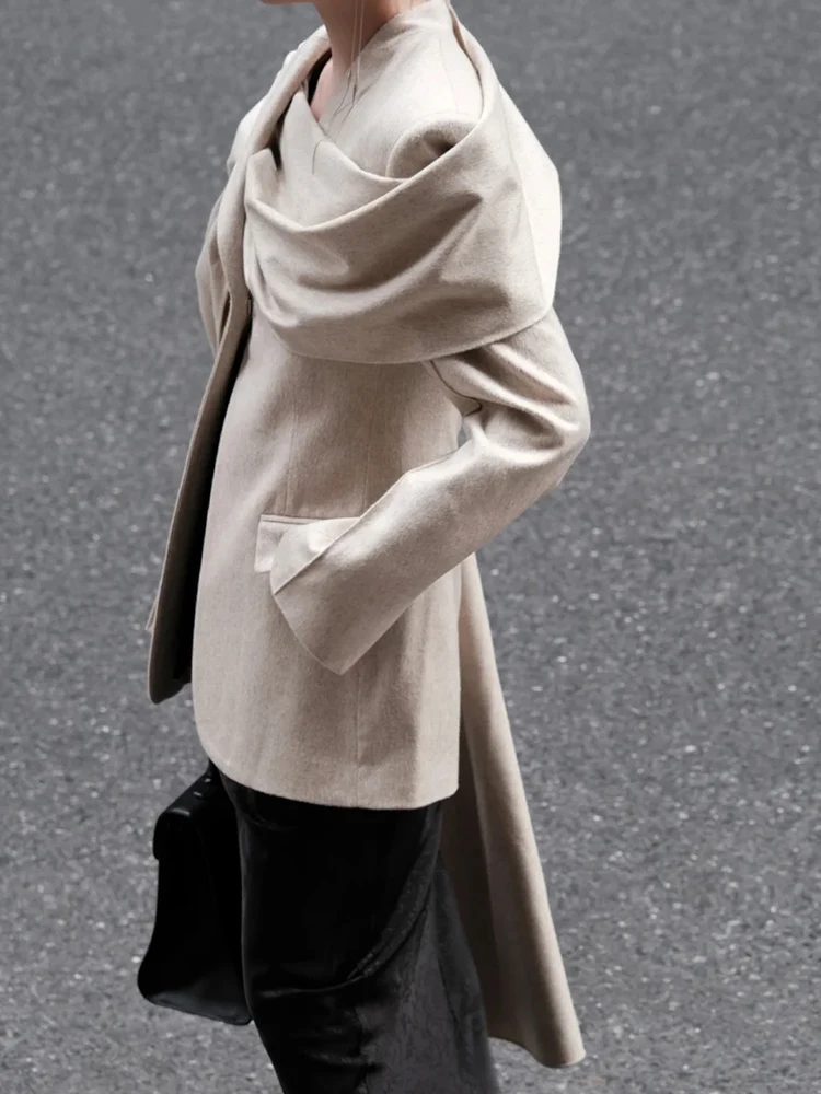 IEQJ однотонные лоскутные блейзеры с нерегулярным шарфом и воротником для женщин