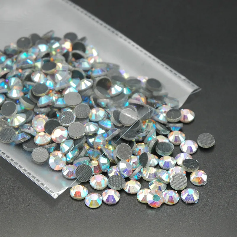 Высококачественные Стразы SS6 SS8 SS10 SS12 SS16 SS20 SS30 Crystal AB DMC с горячей фиксацией плоской