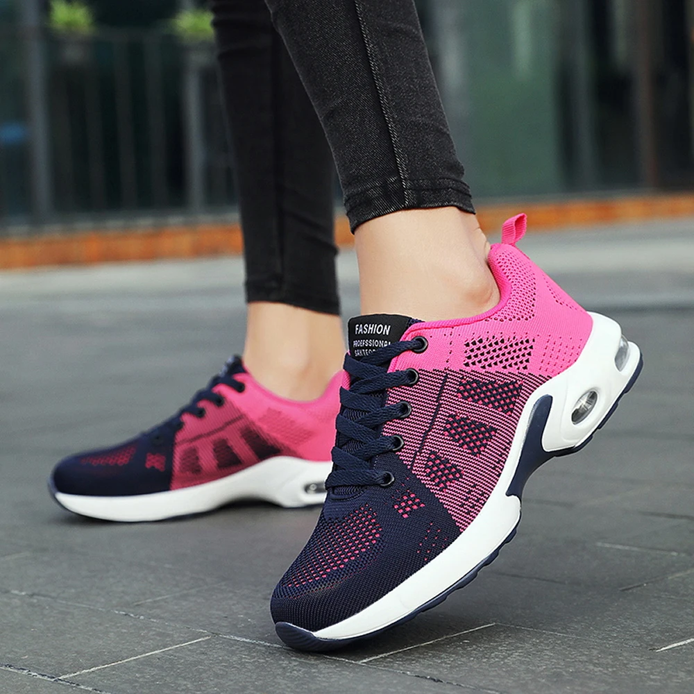 Comfortable women's shoes cushion sports shoes mesh surface breathable soft sole running shoes casual shoes non-slip travel shoe
