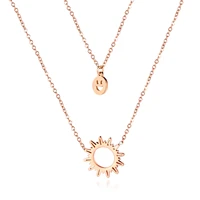 simple stainless steel double face sun ray necklace for womens fashion smile clavicle chain necklace