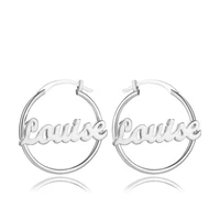 nokmit custom name earrings unique gift silver plated name plate earrings personalized stainless steel jewelry mothers day gift
