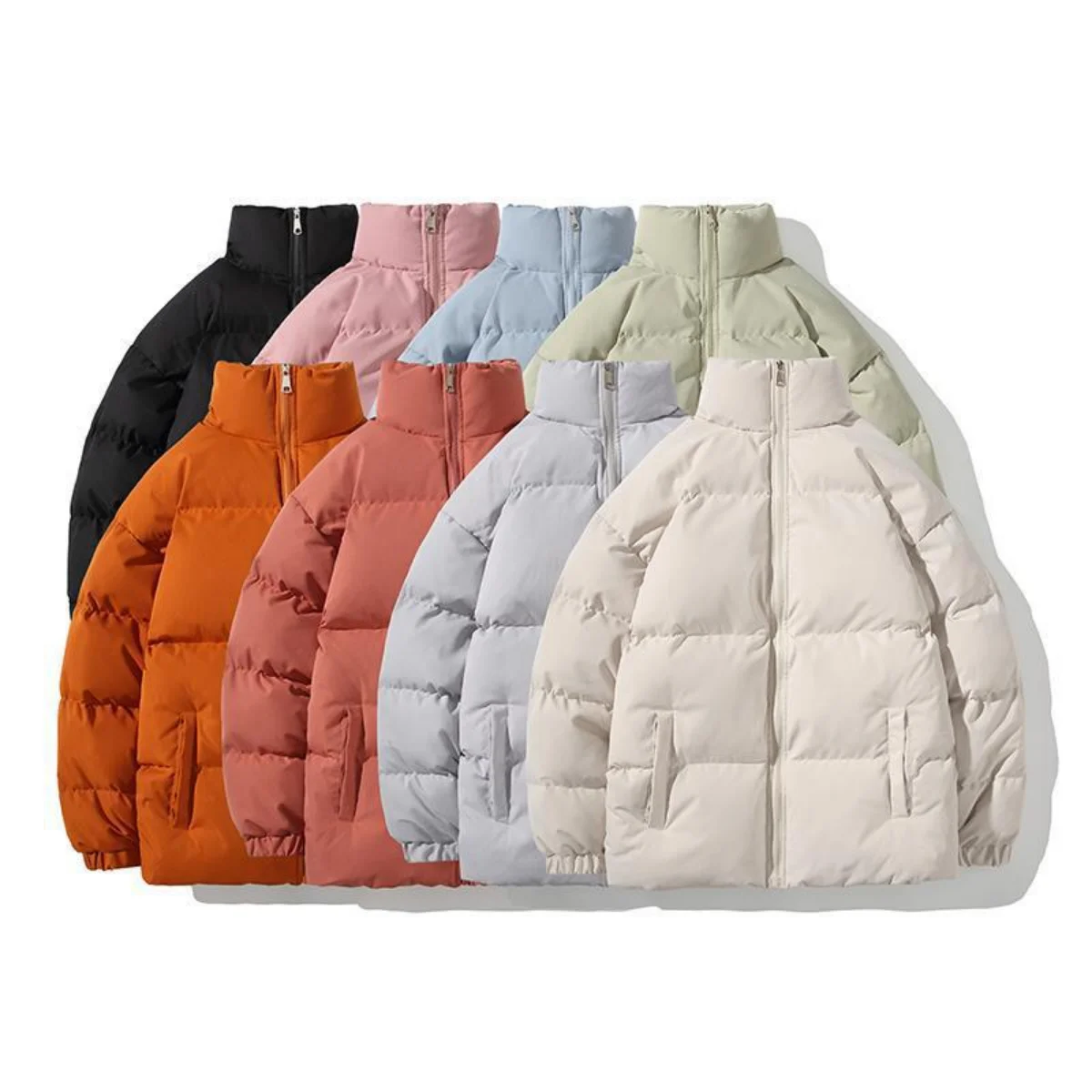 2022 Winter Stand-up Collar Bread Suit Men's New Trend Solid Color Cotton Suit Style Thick Warm Cotton Jacket Jacket Men