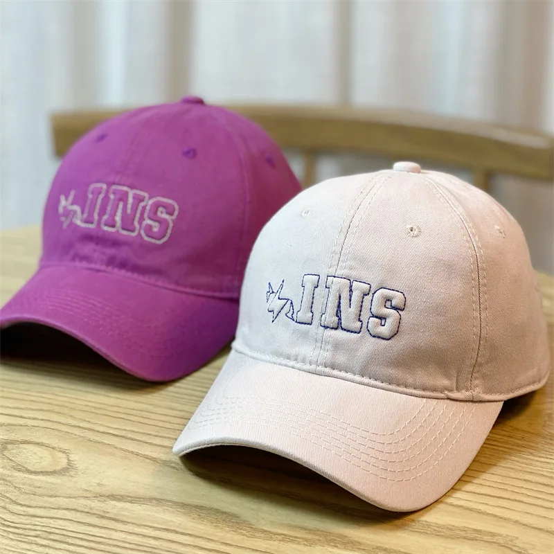 

New Arrive Solid Color Simple Baseball Cap For Men Novelty INS Letter Embroidery Cotton Lesure Snapback Women Sun Visor Cap