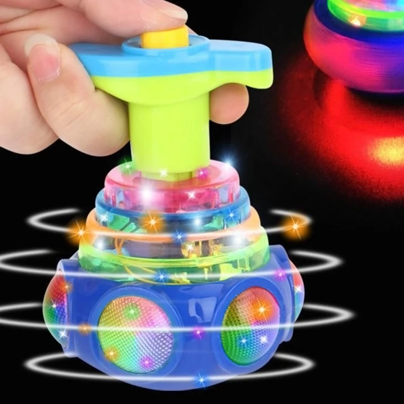 

Round Luminous Spinning Toy Light Music Rotating Gyro Random Color One Pack