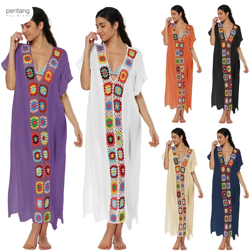 

Women Beach Dress Cover-Ups Swimsuit Cover Ups 2023 Beachwear Bathing Suit Swim Cape for Woman Summer Tunic Saida Praia