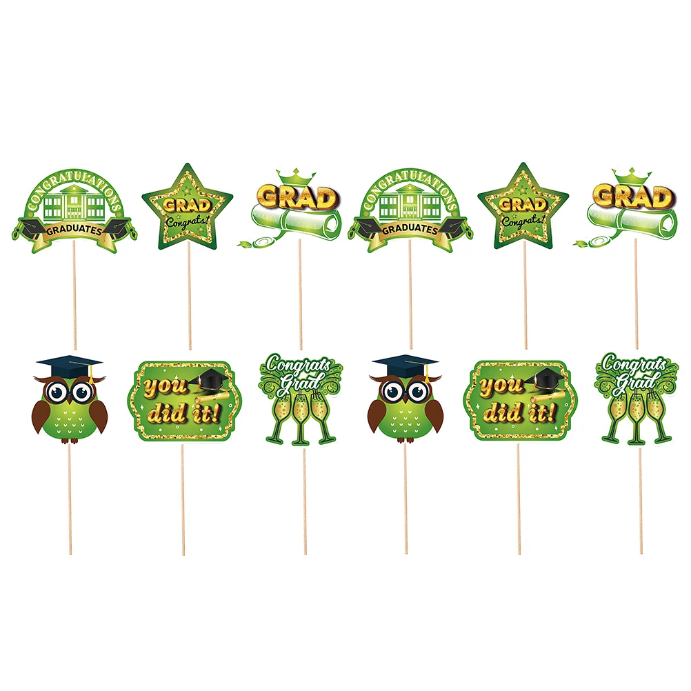 

24 Pcs Cake Picks Graduation Theme Toppers Party Baking Toppers Grad Cake Topper