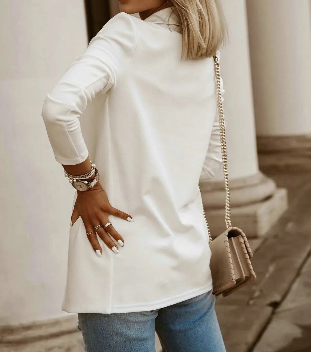 2023 Spring Women Blazers Casual Solid Coat Office Lady Business Female Tops Suit Cardigan Straight