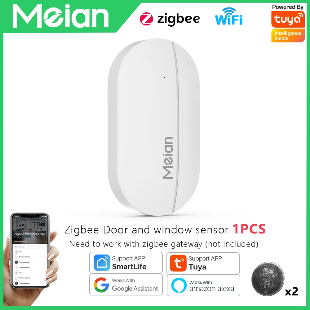 MEIAN Tuya Door/window Sensor Zigbee3.0 Smart Home Open/Closed Detectors Security Protection Alarm System Home Security Tuya APP