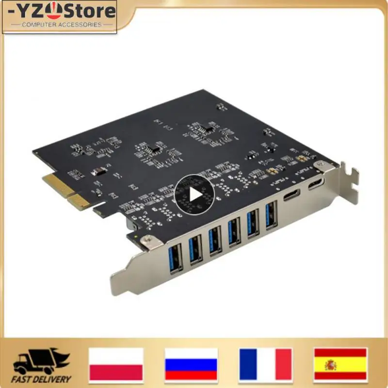 

6 Slots Pci-e X4 To 2 Type C Expansion Card Usb3.1 Pci Express Controller Pci-e X4 To 2 Type C Computer Expansion Card Adapter