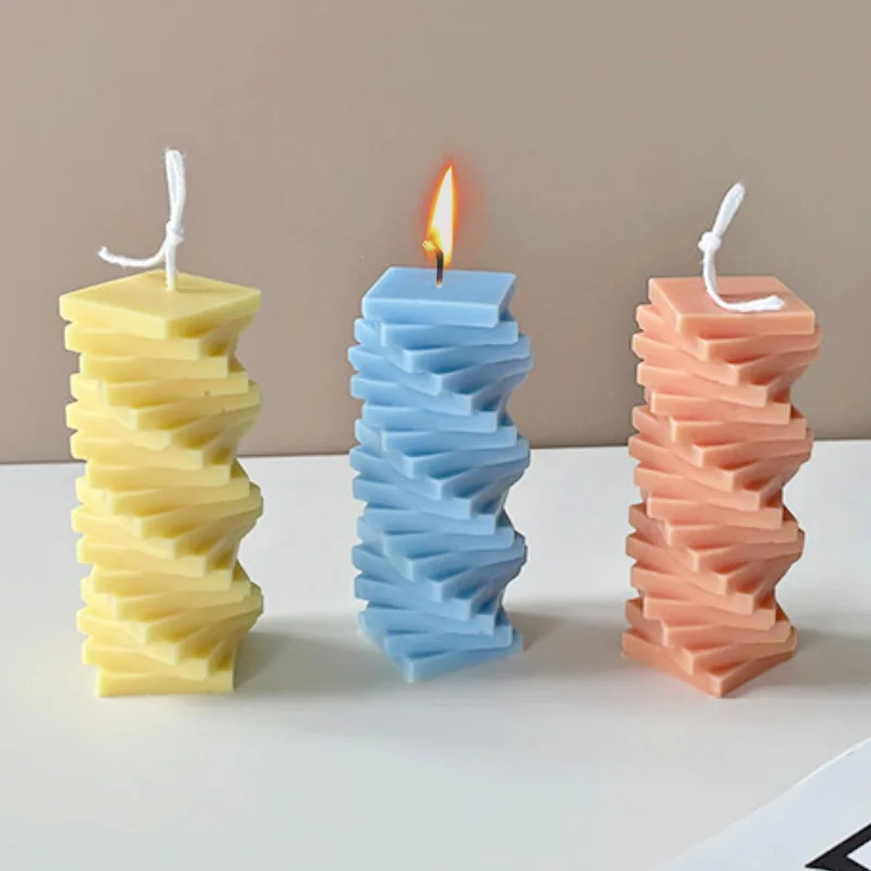 

DIY Rotating Spiral Square Silicone Candle Mould Manual Creative Gypsum Epoxy Resin Decoration Soap 3d Silicone Molds Handmade