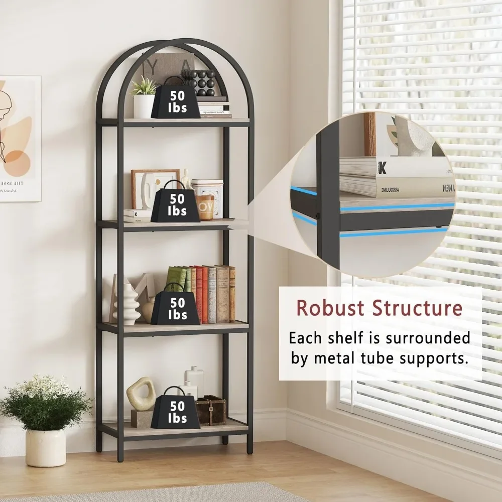 Книжная полка 4-уровневый арочный книжный шкаф открытые книжные полки высотой 71 3