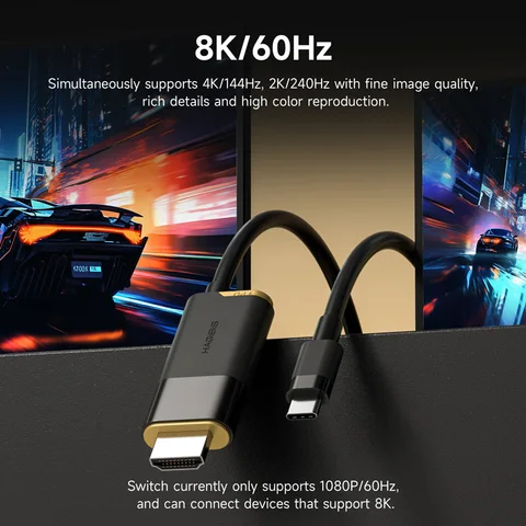 Док-станция Hagibis Switch для Nintendo Switch/OLED/Switch2 Кабель-адаптер USB C к HDMI 8K при 60 Гц HDR 100 Вт PD для ноутбуков SteamDeck ROG