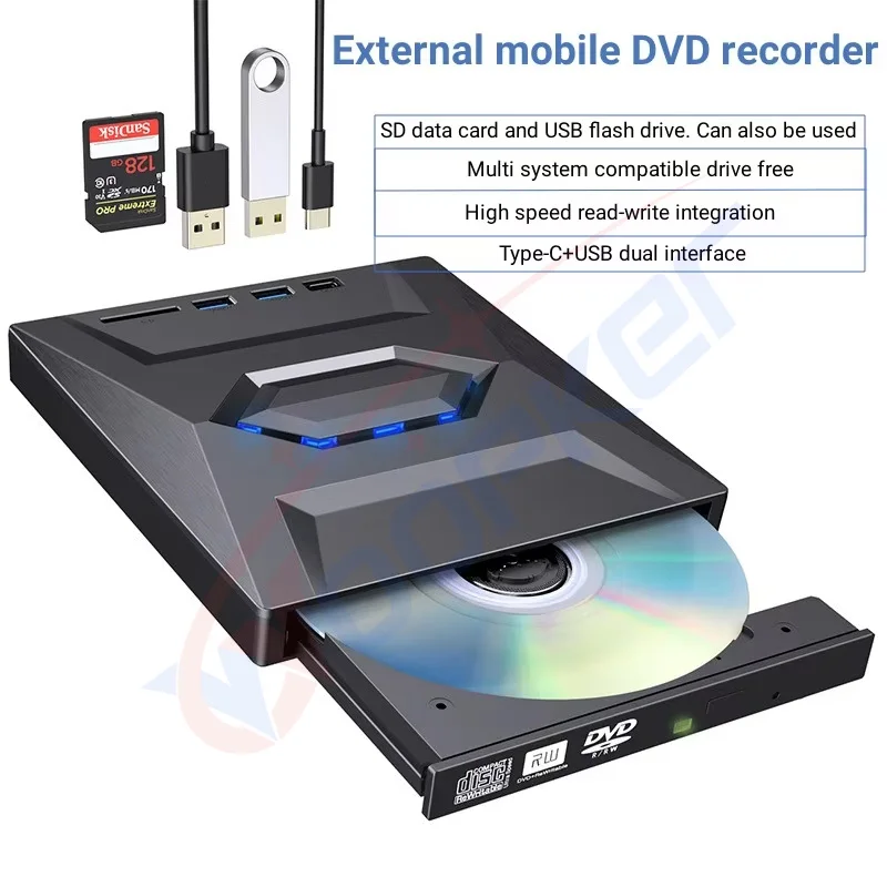 Usb 3.0 Type-C внешний CD DVD VCD оптический привод Woopker 3-в-1 многофункциональная SD-карта