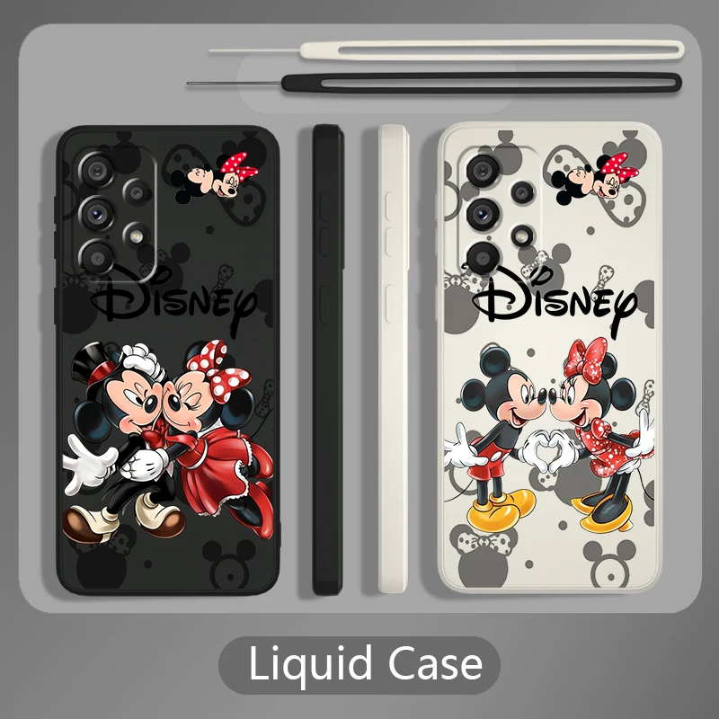 

Liquid Rope Phone Case For Samsung A73 A53 A33 A52 A32 A23 A22 A71 A51 A21S A03S A50 A30 5G Mickey Minnie Mouse Love Cover Capa