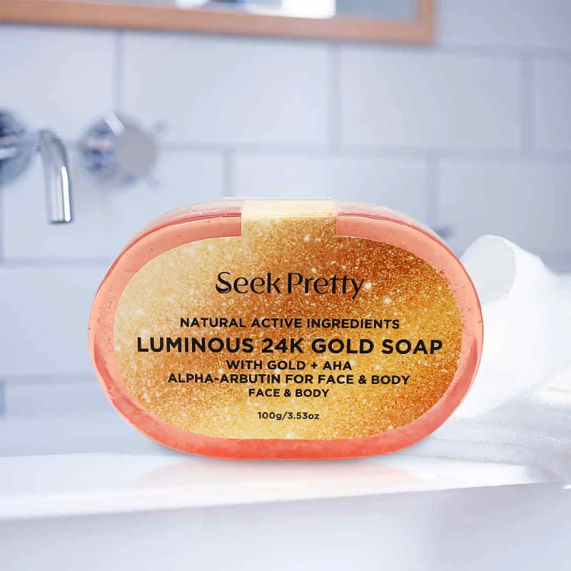 Seekpretty 24k Gold Soap Deep Cleaning Skin Care Reduces Acne Marks Spots Fine Lines Lightens Skin Evens Skin Tone Face Care