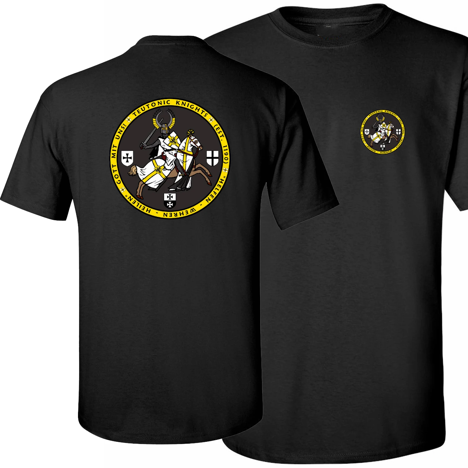 

Teutonic Knight Charging on Horseback Seal T-Shirt 100% Cotton O-Neck Short Sleeve Casual Mens T-shirt Size S-3XL