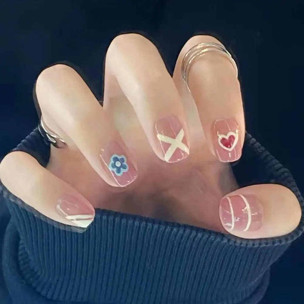 

24Pcs/Box Nail Tips Short Universal ABS Love Pattern Nail Patch for Dating