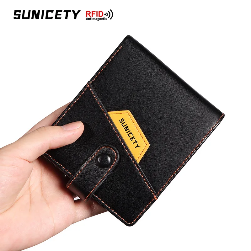 

Кошелек мужской с RFID-защитой, роскошный складной бумажник двойного сложения, деловой Многофункциональный клатч с застежкой и кармашком для...