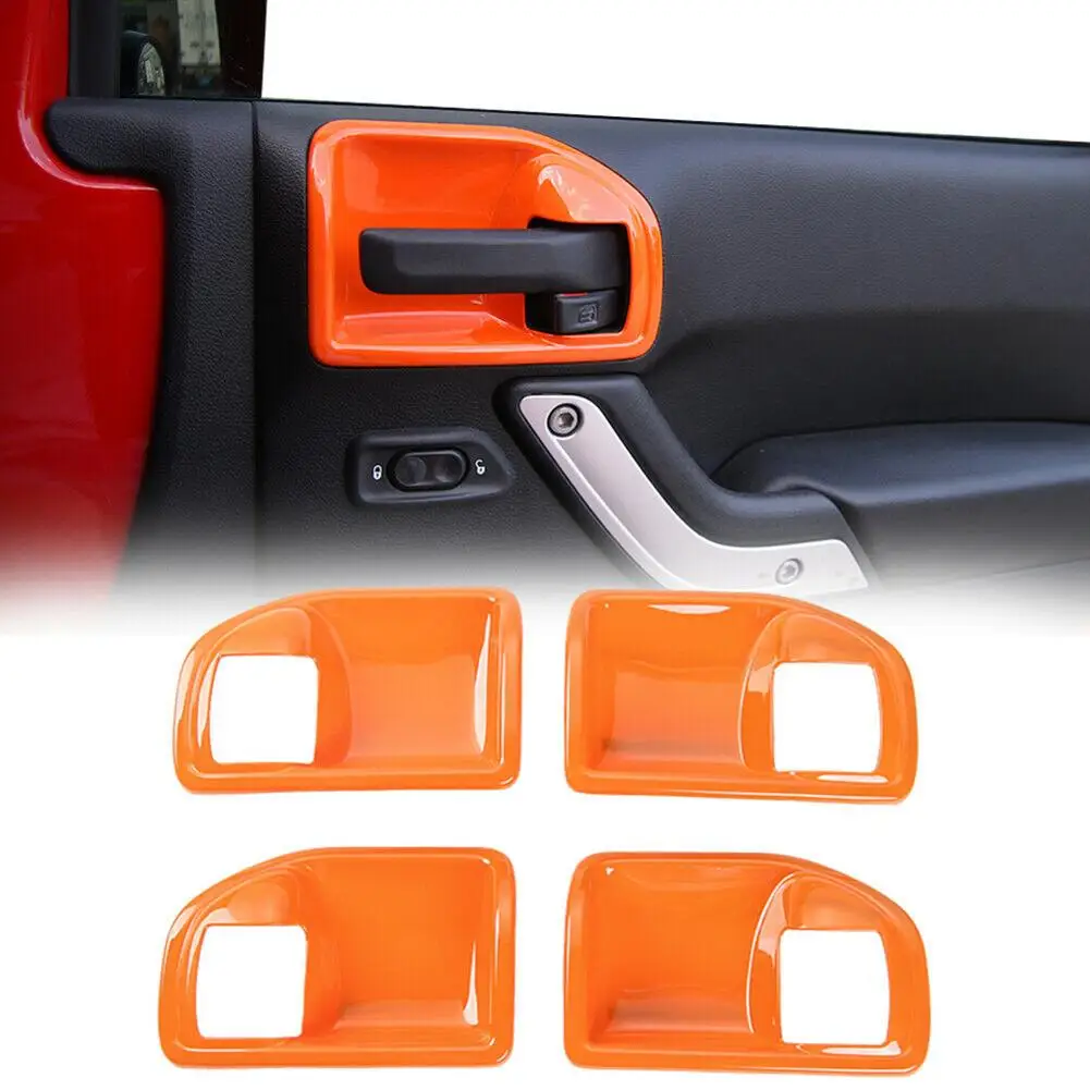 

4 Pcs Car Door Handle Bowl Cover Trim Door Interior Compatible For Jeep Wrangler Jk 4