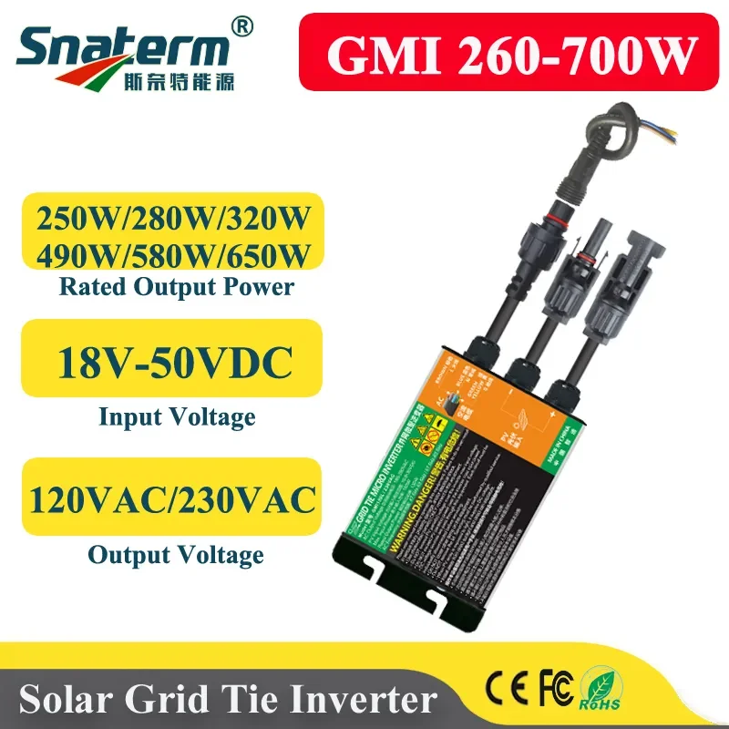 

GMI 260W-700W MPPT Solar Grid Tie Micro Inverter GMI series Solar PV on grid inverter AC110/220V Waterproof IP55